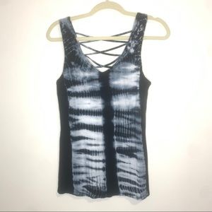 NWT Kenza Crisscross Back Blk  Tie Dye Tank top Sm
